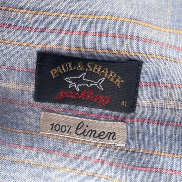 Paul & Shark Slate Blue Linen Button Front Shirt - Picture 13 of 14